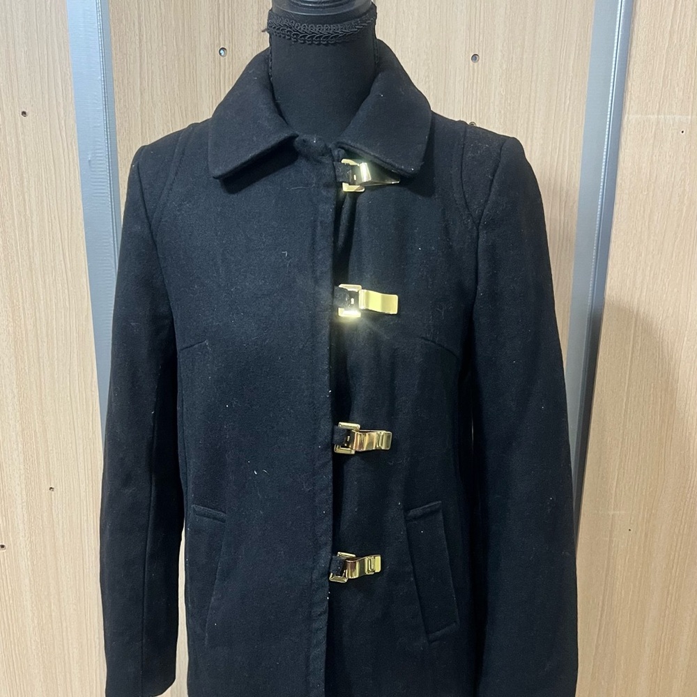H&M Black Pea Coat with Gold Toggles